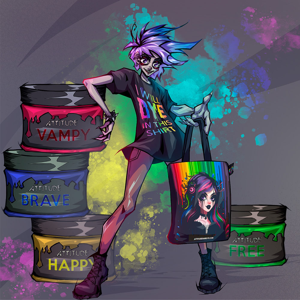 Attitude Hair Dye - I Will Dye In This Shirt Unisex T-shirt - Black/Rainbow
